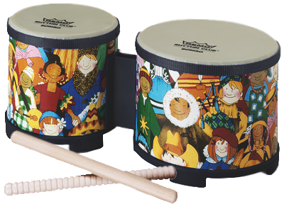 Remo Rhythm Club Bongos – Bundled with a pair Rhythm Sticks! (KI7276-RM)